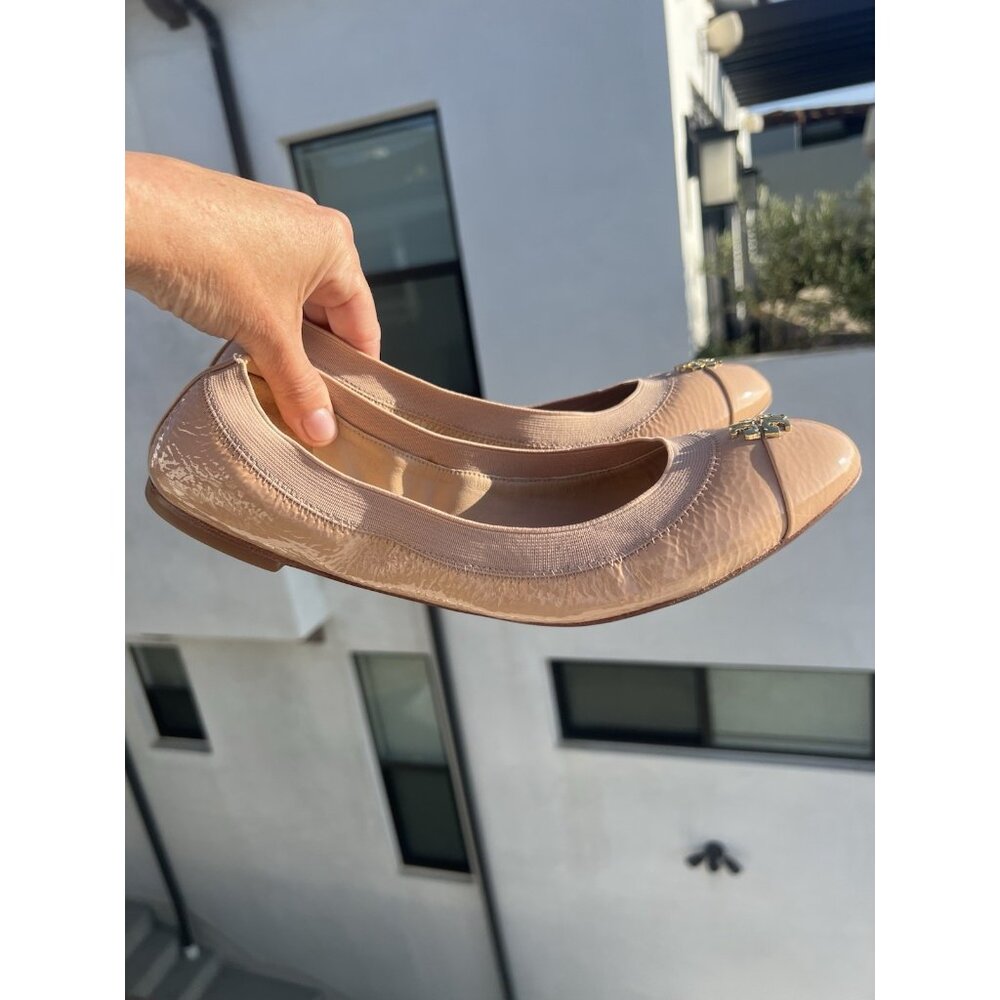Tory Burch Jolie Ballet flats blush pink tan scrunch patent leather 10.5 - Picture 10 of 12